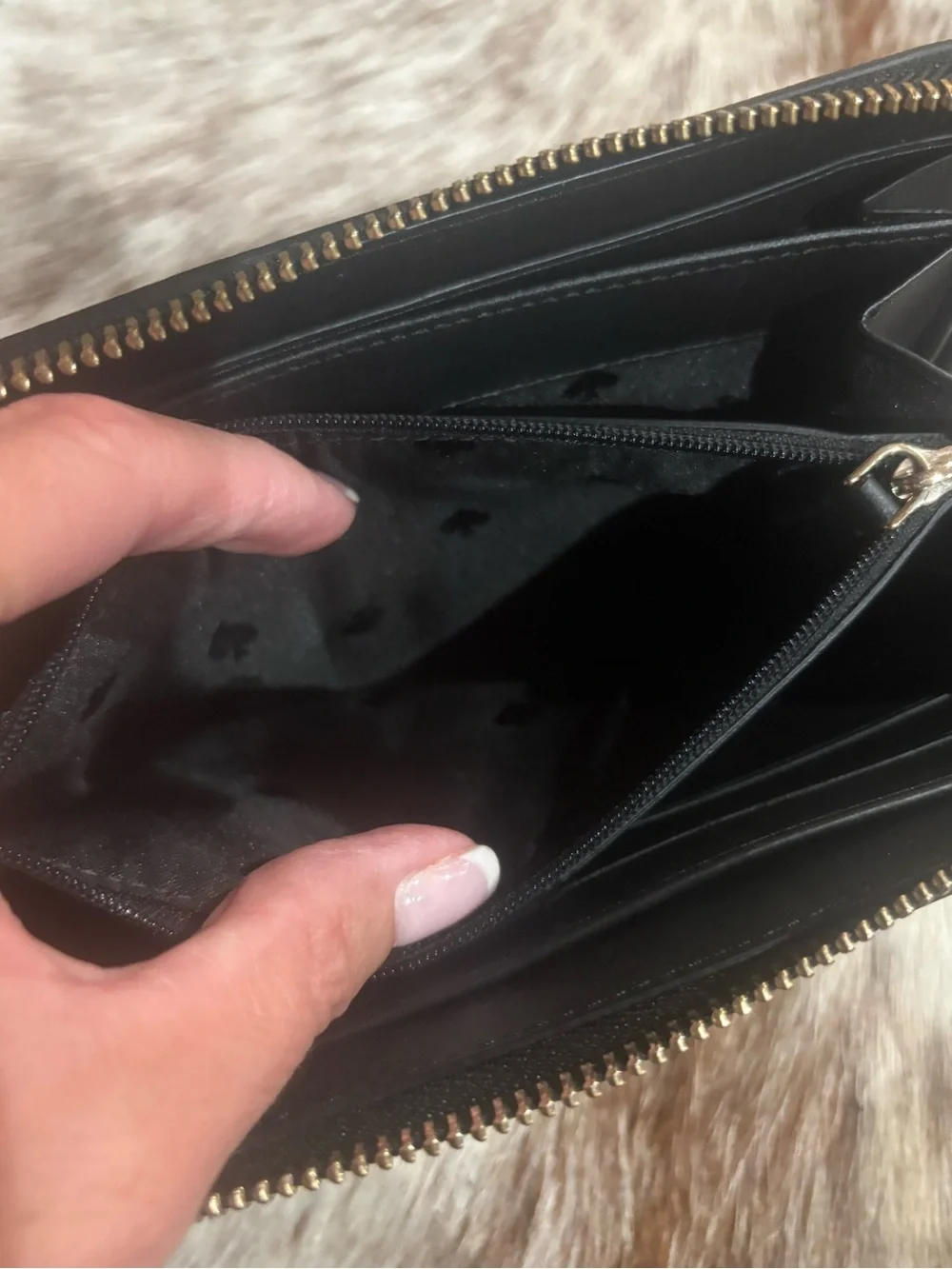 kate spade Black Saffiano Gold Logo Wallet